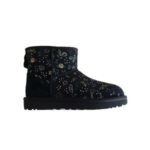 NEW UGG CLASSIC MINI SHIMMERING  ZODIAC SIGNS BLACK BOOTS SZ 5US /36 EU